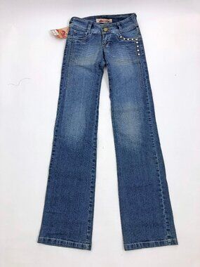 Fiorana Women's Size 4 Embroidered Button Hip Pocket Jeans Slight Flared
